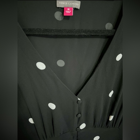 Vince Camuto Black & White Polka Dot Button Midi Dress Size 10 - Picture 2 of 2